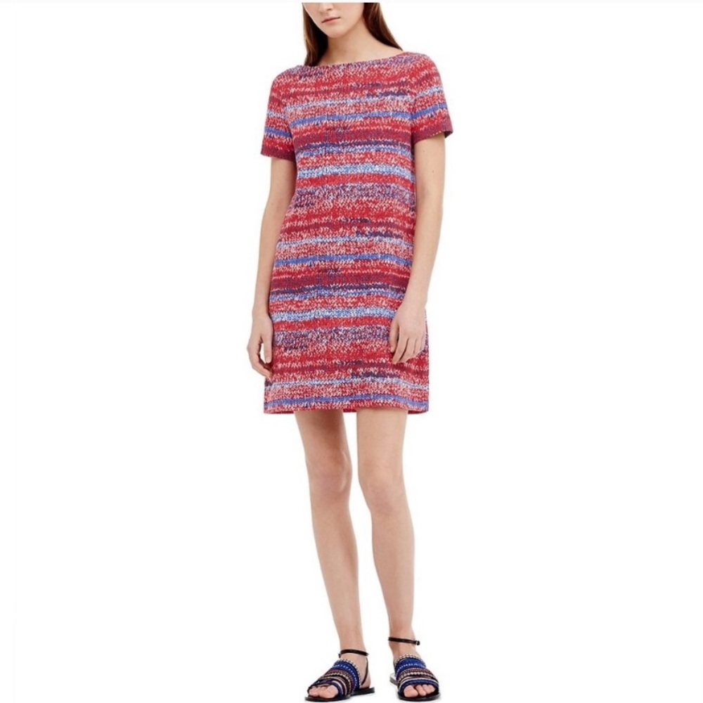 Tory Burch Brilliant RedBlue Mouline Tshirt Dress